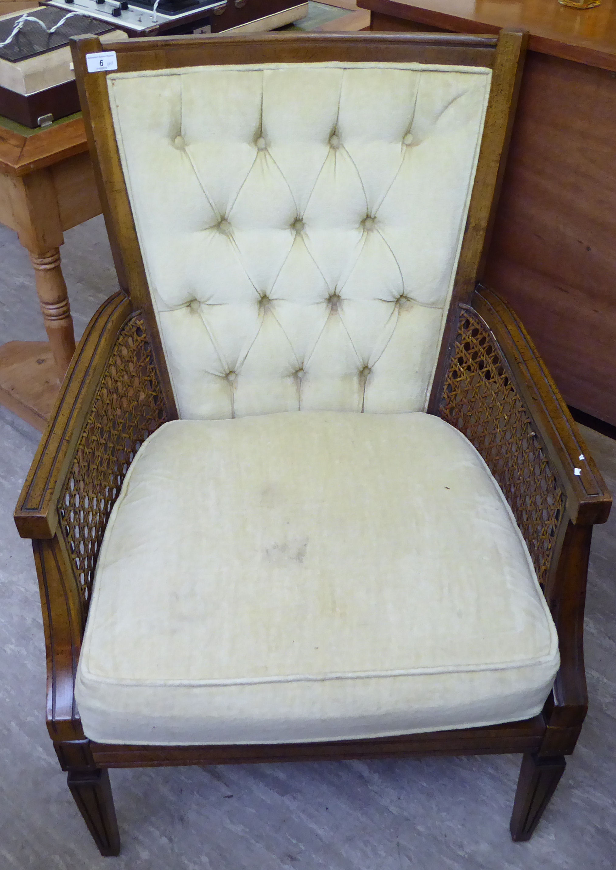 A pair of modern antique effect walnut framed salon chairs, - Image 2 of 2