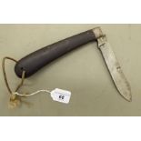 A late 19thC Continental folding hunting knife, the blade 5.