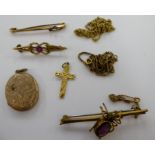 9ct gold yellow metal and other items of personal ornament: to include a fine neckchain;