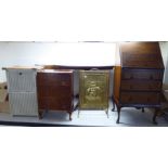 Small furniture: to include an Edwardian crossbanded and string inlaid mahogany bureau with a fall