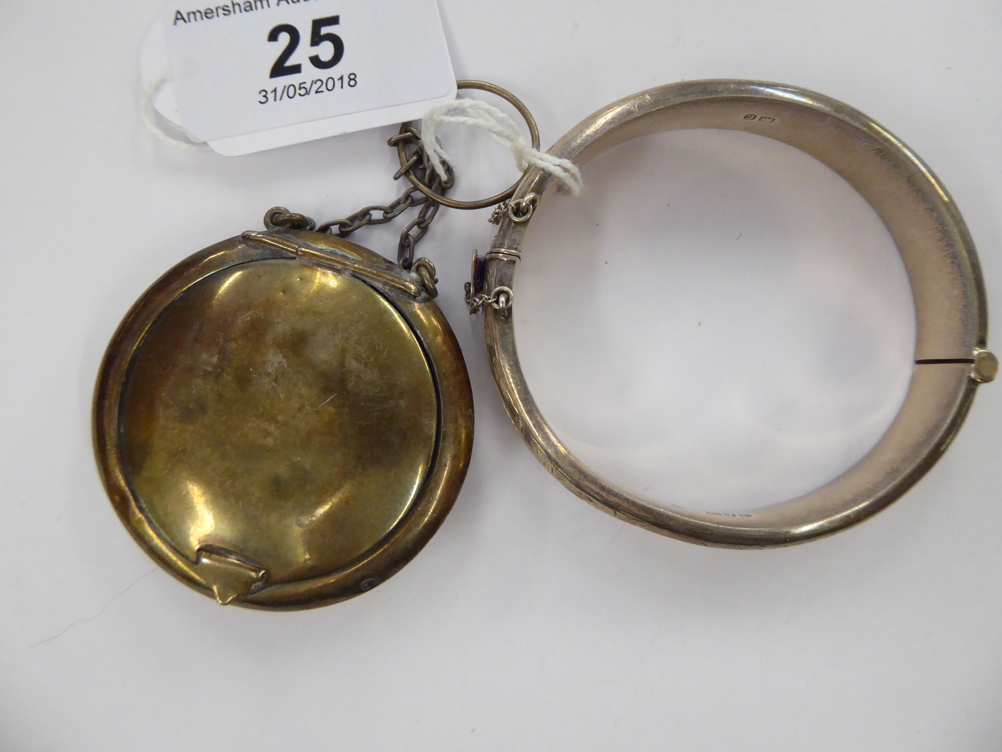 A silver pendant compact, - Image 2 of 2