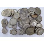 Uncollated pre-decimal British and foreign coins: to include George V half crowns CS