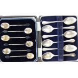 A set of six silver teaspoons Sheffield 1944 cased;