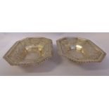 A pair of late Victorian silver sweet dishes of elongated, octagonal form,