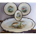 A late 19thC Royal Worcester Vitreous china fish service,
