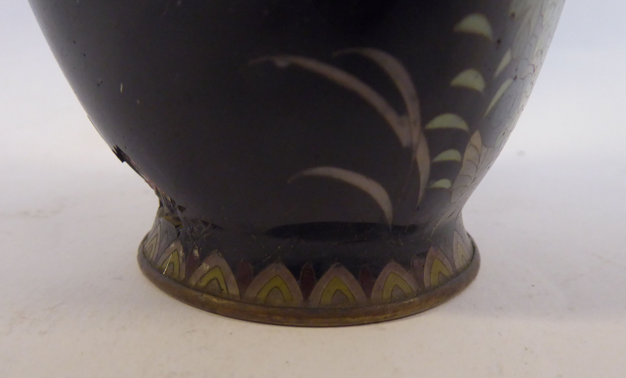 An early 20thC Japanese cloisonne vase of tapered and panelled baluster form, - Image 6 of 8