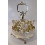 A late Victorian silver egg cruet, the circular,