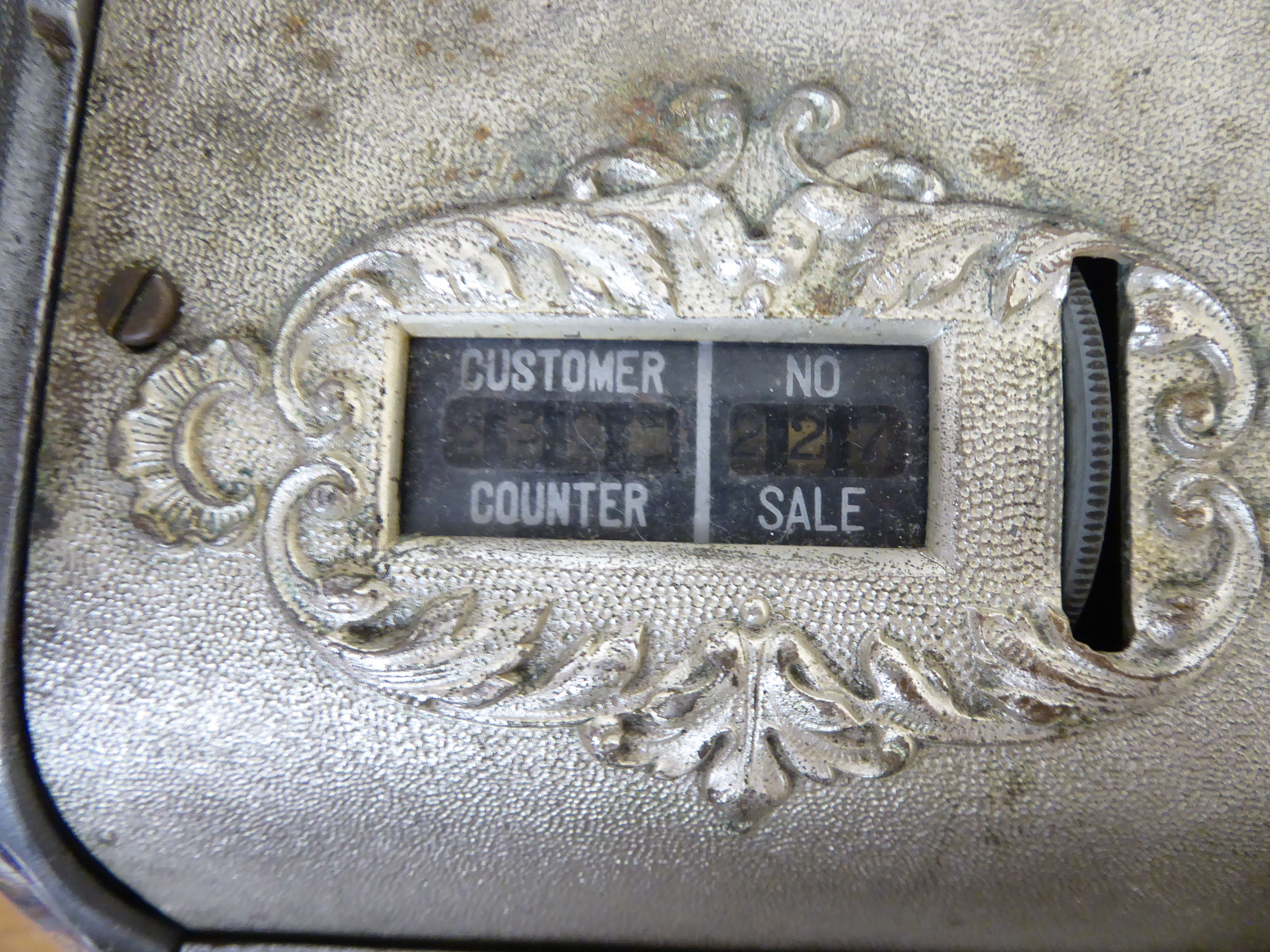 A late 19thC National Cash Register Co ornately cast silvered metal grocer's till no. - Image 9 of 9