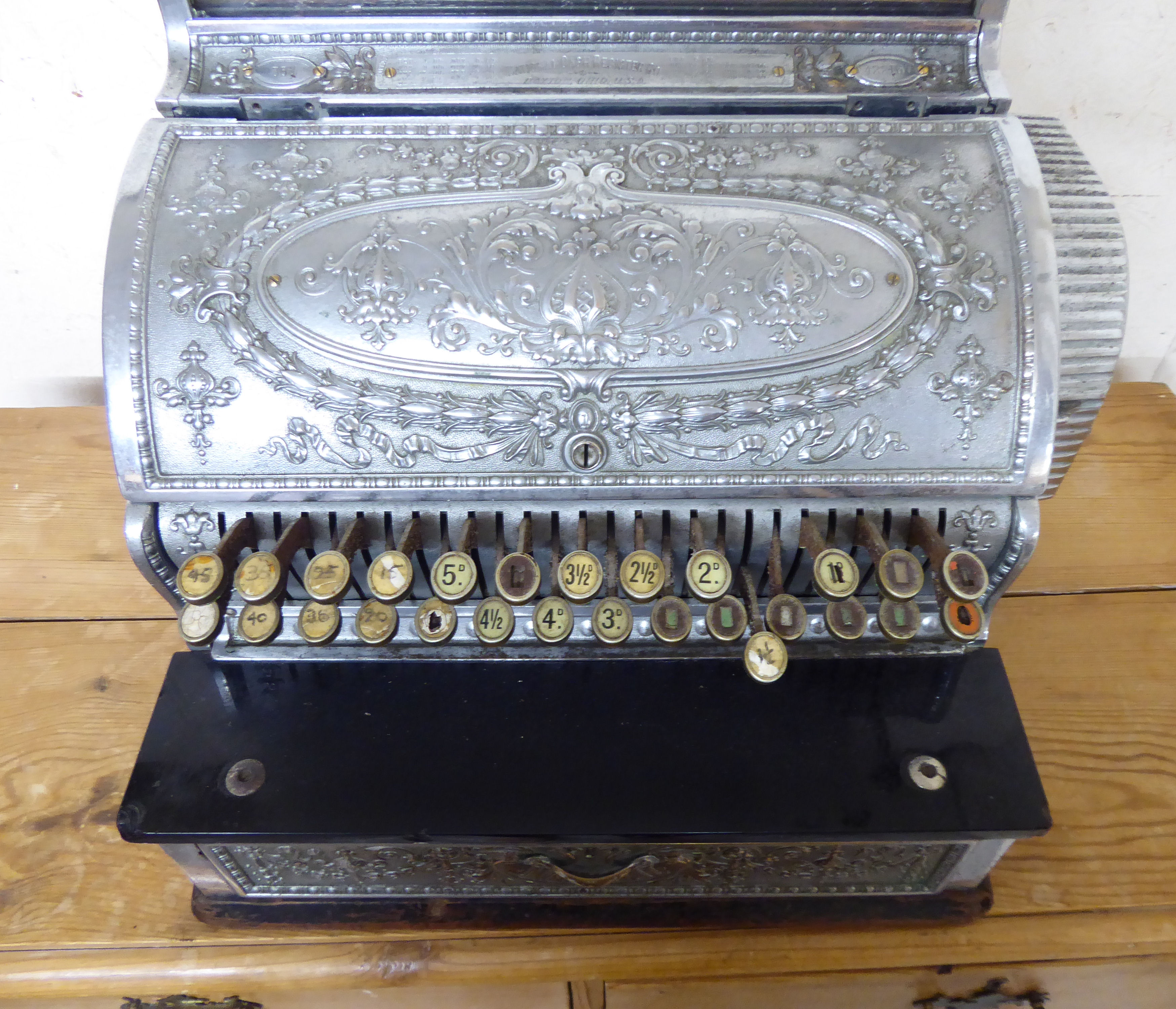 A late 19thC National Cash Register Co ornately cast silvered metal grocer's till no. - Image 2 of 9