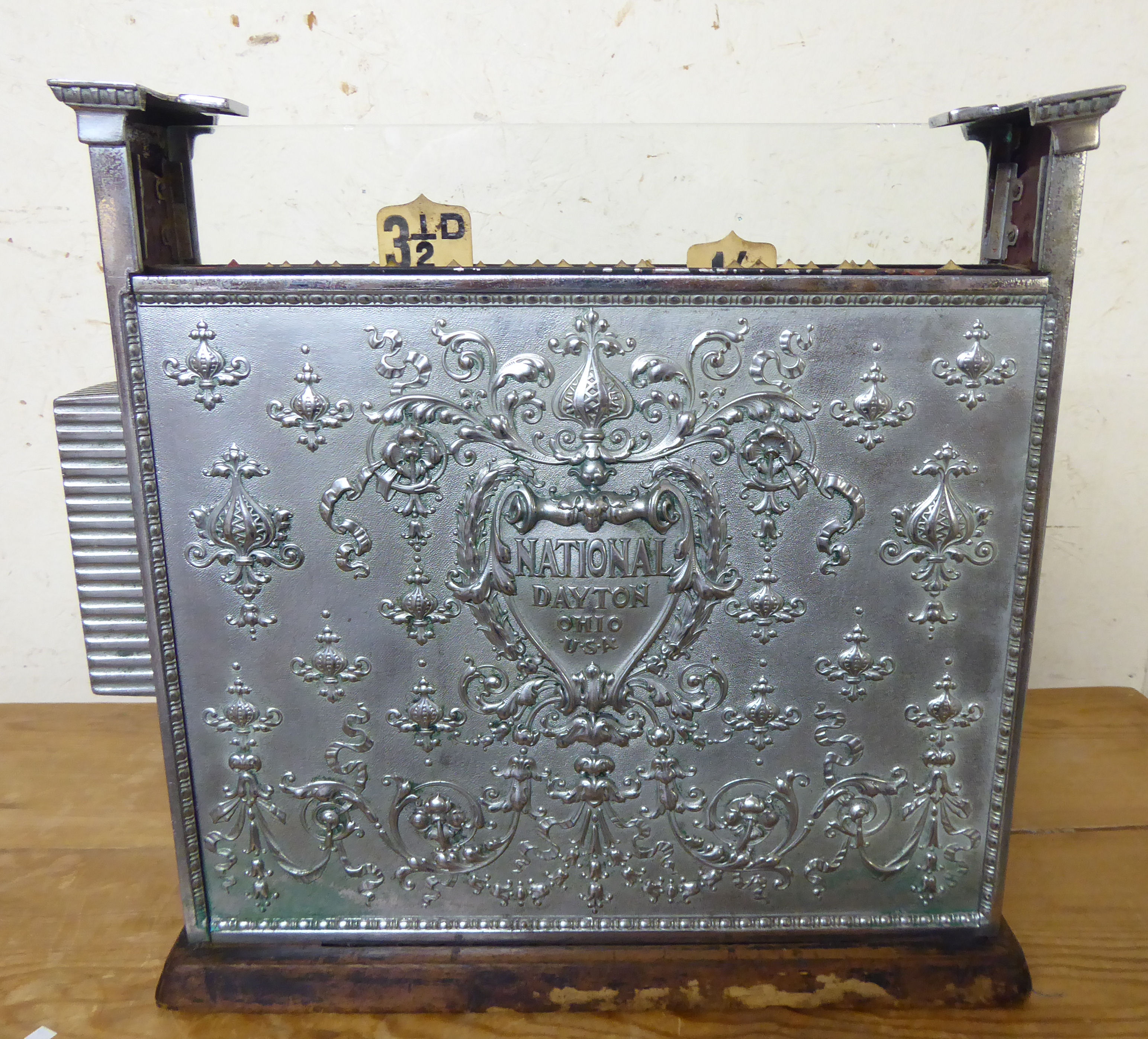 A late 19thC National Cash Register Co ornately cast silvered metal grocer's till no. - Image 5 of 9