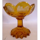 An early 20thC Bavarian semi-opaque, tinted amber coloured glass shallow vase,