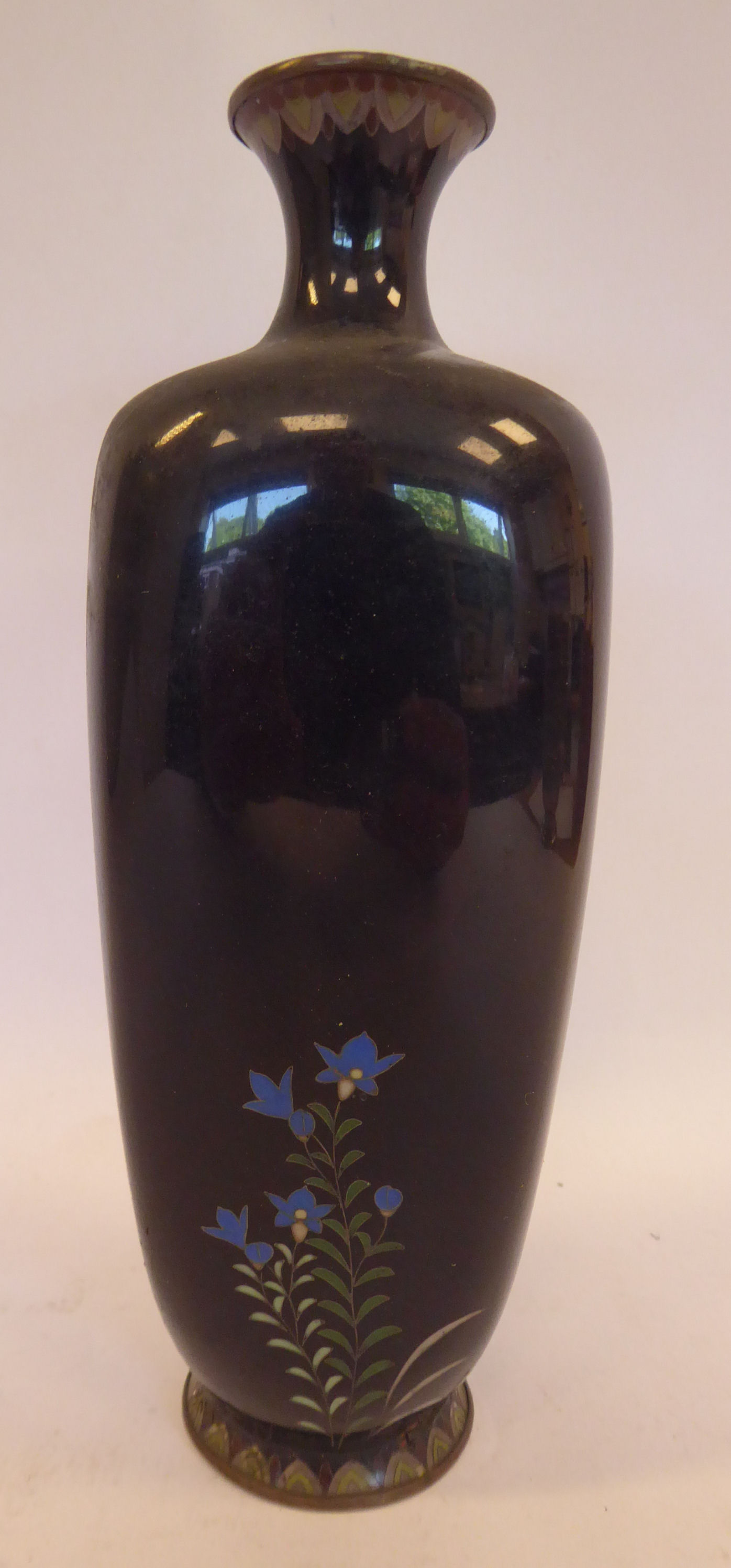 An early 20thC Japanese cloisonne vase of tapered and panelled baluster form, - Image 3 of 8