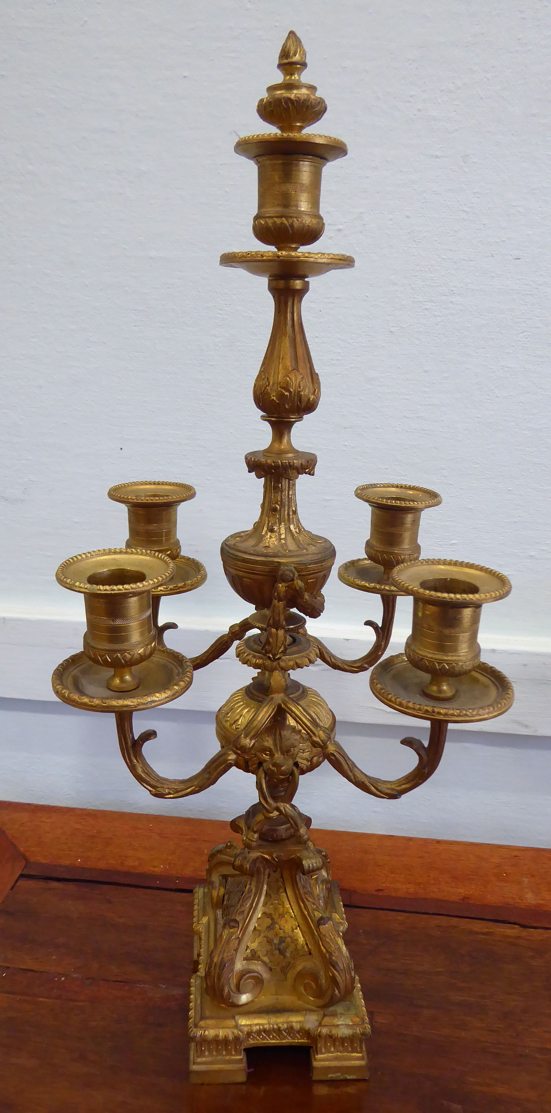 A pair of late 19thC Continental cast gilt metal candelabra, - Image 4 of 7
