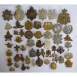 Approx fifty military cap badges and other insignia,