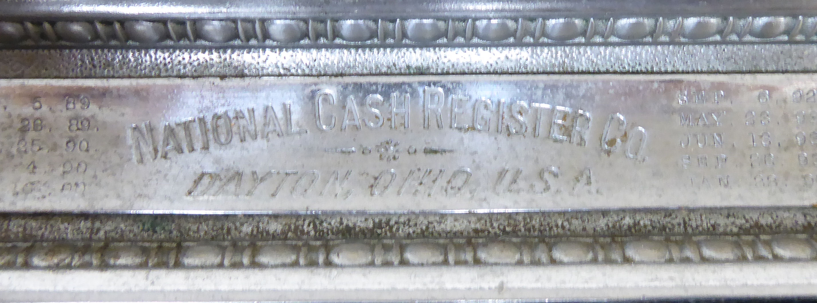A late 19thC National Cash Register Co ornately cast silvered metal grocer's till no. - Image 3 of 9