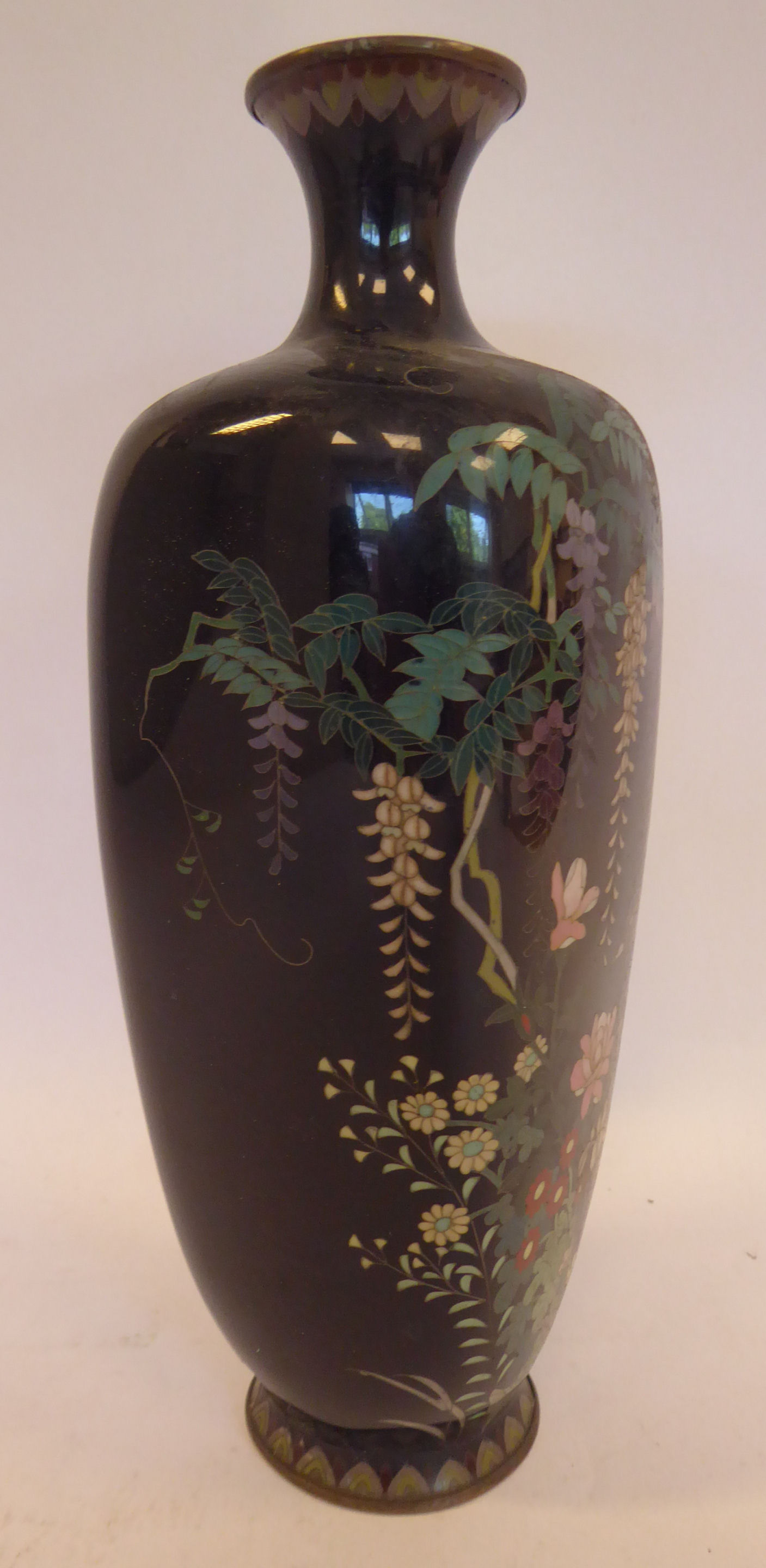 An early 20thC Japanese cloisonne vase of tapered and panelled baluster form, - Image 4 of 8