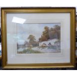 Arthur Mills - 'By the Cottage Door' watercolour bears a signature 9'' x 13'' framed