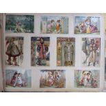An uncollated part album collection of mainly late 19thC French chocolate cards,
