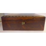 An early Victorian rosewood veneered box with straight sides, ivory,