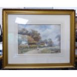 Arthur Mills - 'Village Life' watercolour bears a signature 8.