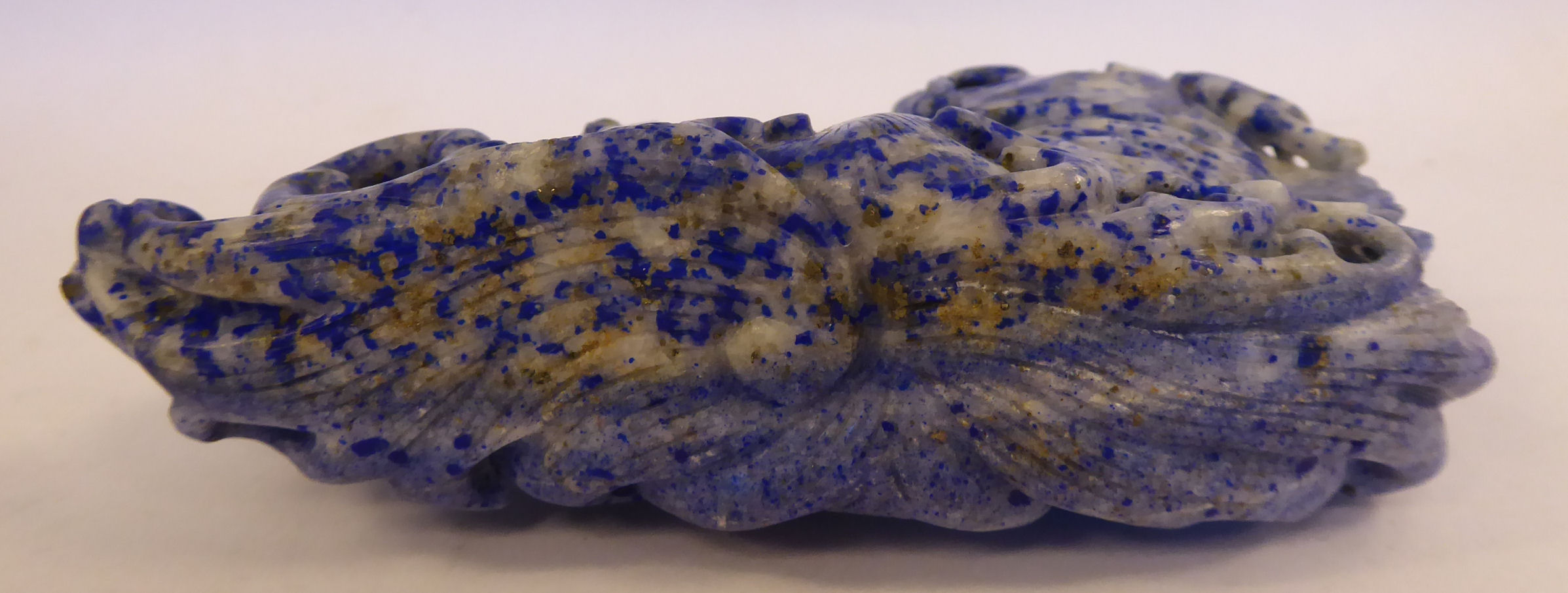 A Chinese carved lapis lazuli model, a dragon-fish emerging from cresting waves, - Image 8 of 8