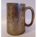 A late Victorian silver tankard of plain,