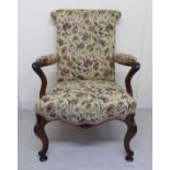 An early Victorian rosewood framed elbow chair,