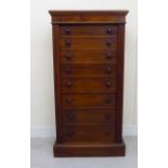 A late Victorian mahogany Wellington chest,