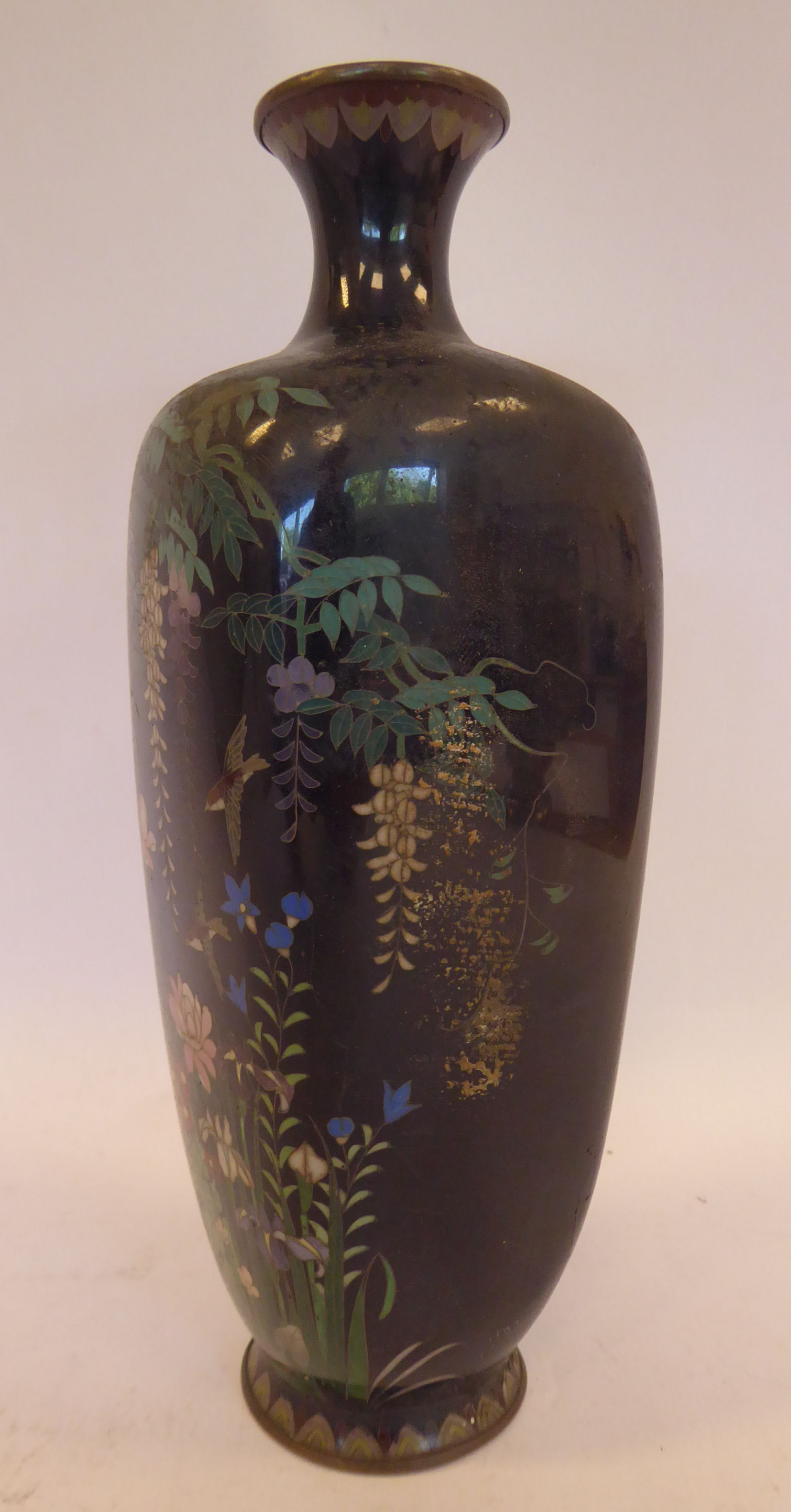 An early 20thC Japanese cloisonne vase of tapered and panelled baluster form, - Image 2 of 8