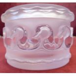 A Lalique part frosted crystal powder box and cover,