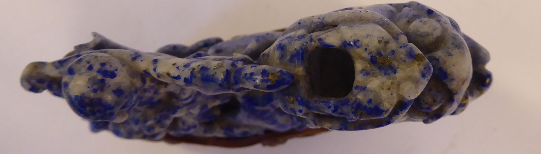 A Chinese carved lapis lazuli model, a dragon-fish emerging from cresting waves, - Image 6 of 8