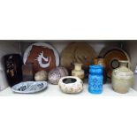 1960s & later studio pottery: to include vases, plates and bowls,