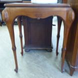 An early 20thC Colonial hardwood occasional table, the top with a chamfered edge, raised on waisted,