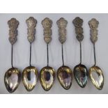 A set of six Chinese white metal teaspoons bearing impressed marks stamped 90 11