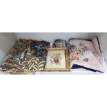 A mixed lot: to include late 19thC embroidered pictures,