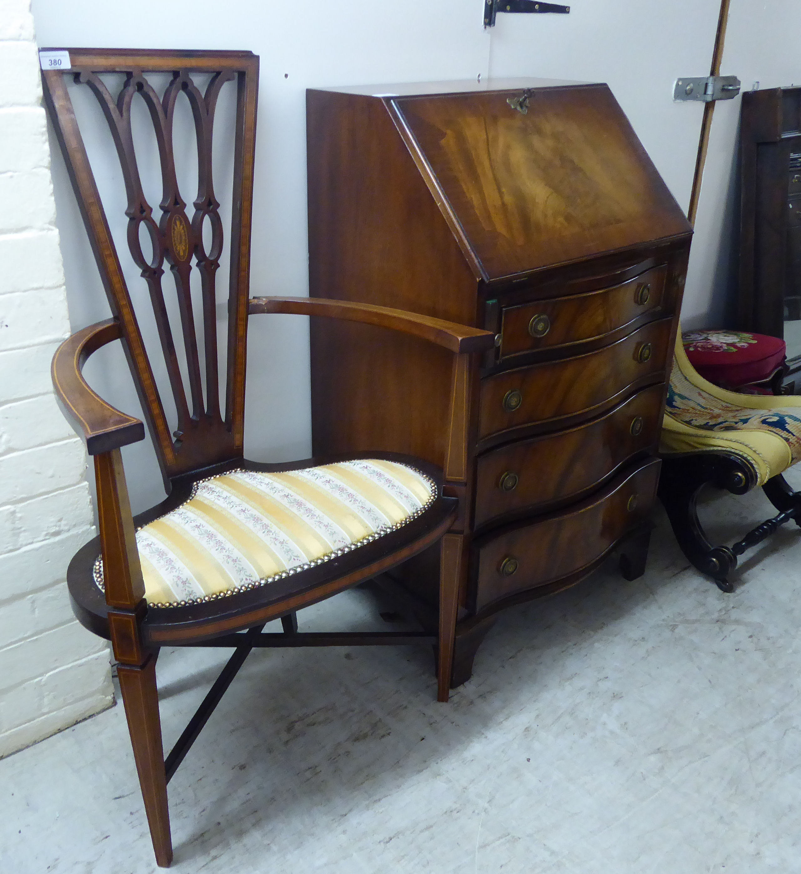 Small furniture: to include an Edwardian crossbanded ebony and string inlaid mahogany splat back, - Image 2 of 2