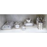 Early/mid 20thC silver plated tableware: to include three covered entree dishes;