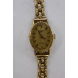 A lady's Rotary 9ct gold, oval cased bracelet wristwatch,