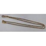 A 9ct gold belcher link watch chain with dog clip clasps 11