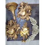 Interior design accessories: to include a gilded composition crest design wall bracket 19'' x 15''