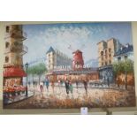 Burnett - a Parisian scene by the Moulin Rouge oil on canvas bears a signature 35'' x 24''