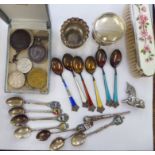 Silver collectables: to include matched silver backed dressing table items mixed marks CS