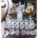 A mixed lot: to include two sets of six crystal pedestal wines,
