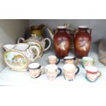 Decorative ceramics: to include a series of seven Snelware china miniature character jugs 1.