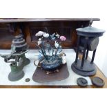 A mixed lot: to include a set of early 20thC cast iron grocer's scales with attendant weights