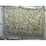 An early 20thC crewelwork linen bed throw CB
