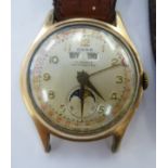 A 'vintage' Oska yellow metal plated round cased wristwatch,