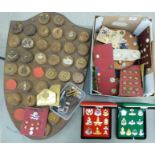 Military and associated badges, emblems, fabric and other uniform buttons,