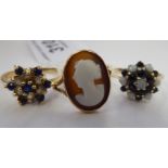 A 9ct rose gold and cameo portrait ring;