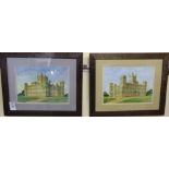 Lack - 'Highclere Castle' (of Downton Abbey fame) a pair of studies pen,